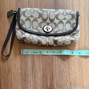 Coach Beige and Brown Signature Wristlet